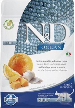 FARMINA N&D CAT OCEAN HERRING PUMPKIN&ORANGE ADULT 300G Farmina