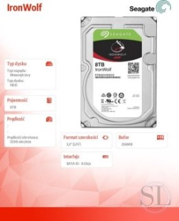 Dysk HDD Seagate IronWolf ST8000VN004 (8 TB ; 3.5 ; 256 MB; 7200 obr/min) Seagate