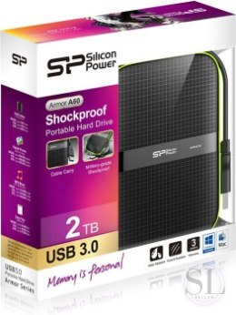 Dysk zewnętrzny Silicon Power Armor A60 2TB 2.5 USB 3.2 5400 obr/min Green-Black (SP020TBPHDA60S3K) Silicon Power