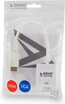 Adapter SAVIO CL-27/B (HDMI M - D-Sub (VGA) F; 0 10m; kolor biały) SAVIO