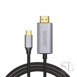 SAVIO KABEL USB-C DO HDMI 2.0B 2M SREBRNO-CZARNY SAVIO