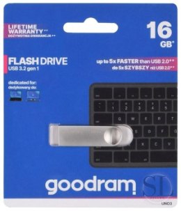 GOODRAM FLASHDRIVE 16GB UNO3 SILVER USB 3.2 Gen 1 GOODRAM