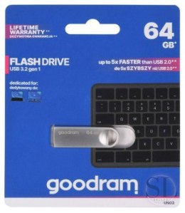 GOODRAM FLASHDRIVE 64GB UNO3 SILVER USB 3.2 Gen 1 GOODRAM