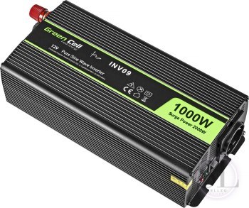 Green Cell 12V na 230V Czysta sinusoida 1000W Green Cell