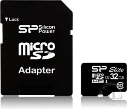 Karta pamięci Silicon Power microSDHC Elite 32GB CL10 UHS-1 (U1) + ADAPTER microSD-SD (SP032GBSTHBU1V10SP) Silicon Power