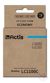 Tusz ACTIS KB-1100C (zamiennik Brother LC1100C/980C; Standard; 19 ml; niebieski) ACTIS