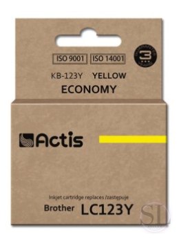 Tusz ACTIS KB-123Y (zamiennik Brother LC123Y/LC121Y; Standard; 10 ml; żółty) ACTIS